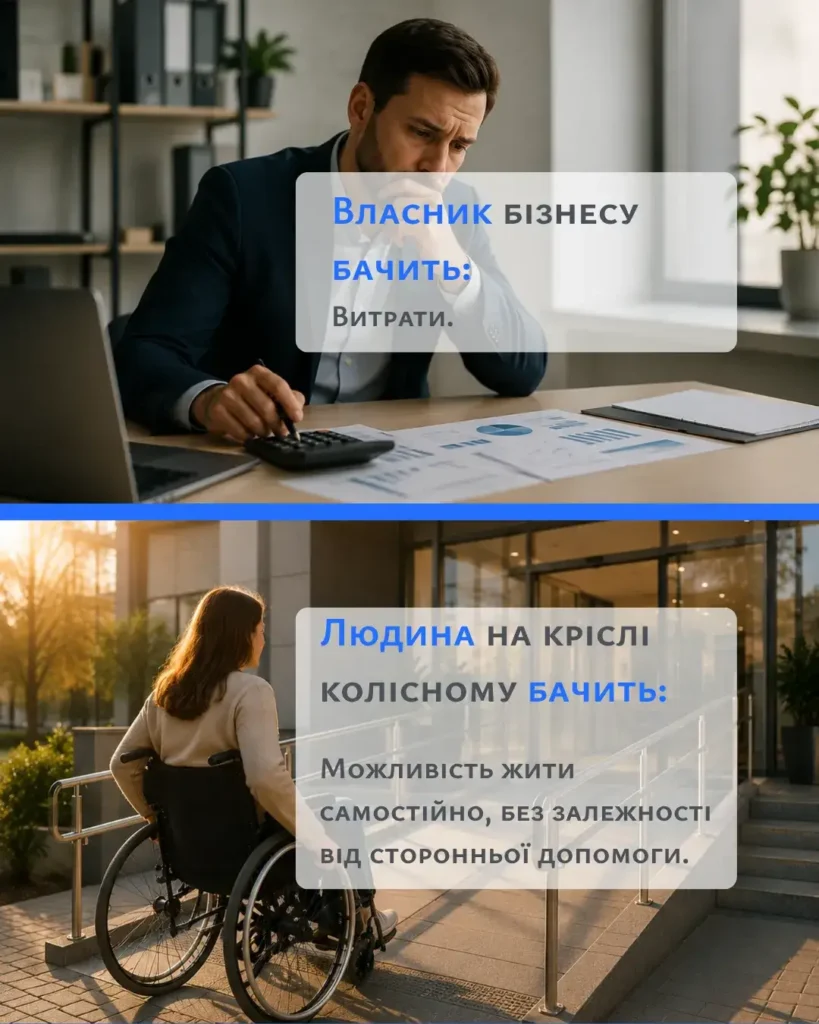 власник бачить витрати, людина на візку бачить самостійне життя